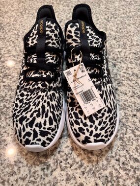 adidas Cloudfoam Leopard Print Sneakers - Black & White